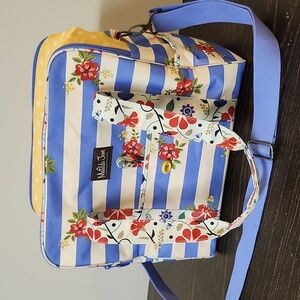 Matilda Jane Blue White Striped Floral Crossbody Tote